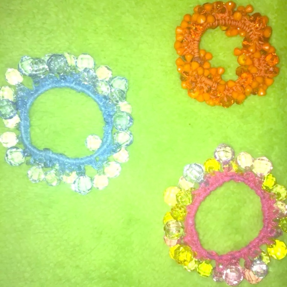 Beaded hair ties elastic bands girls Juniors cheer